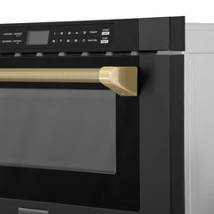 ZLINE Autograph Edition 24 in. 1.2 cu. ft. Built-in Microwave Drawer in Black Stainless Steel - MWDZ-1-BS-H-K - The Home Selection