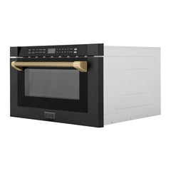 ZLINE Autograph Edition 24 in. 1.2 cu. ft. Built-in Microwave Drawer in Black Stainless Steel - MWDZ-1-BS-H-K - The Home Selection