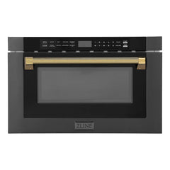 ZLINE Autograph Edition 24 in. 1.2 cu. ft. Built-in Microwave Drawer in Black Stainless Steel - MWDZ-1-BS-H-K - The Home Selection