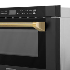 ZLINE Autograph Edition 24 in. 1.2 cu. ft. Built-in Microwave Drawer in Black Stainless Steel - MWDZ-1-BS-H-K - The Home Selection