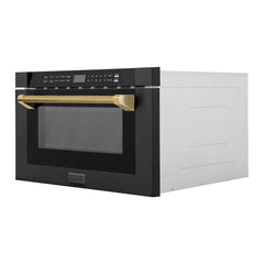 ZLINE Autograph Edition 24 in. 1.2 cu. ft. Built-in Microwave Drawer in Black Stainless Steel - MWDZ-1-BS-H-K - The Home Selection