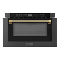 ZLINE Autograph Edition 24 in. 1.2 cu. ft. Built-in Microwave Drawer in Black Stainless Steel - MWDZ-1-BS-H-K - The Home Selection
