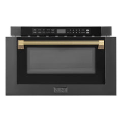 ZLINE Autograph Edition 24 in. 1.2 cu. ft. Built-in Microwave Drawer in Black Stainless Steel - MWDZ-1-BS-H-K - The Home Selection