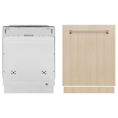 ZLINE Autograph Edition 24 in. Monument Series 3rd Rack Top Touch Control Tall Tub Dishwasher in Custom Panel Ready with Champagne Bronze Handle, 45dBa - DWMTZ-24-CB - The Home Selection