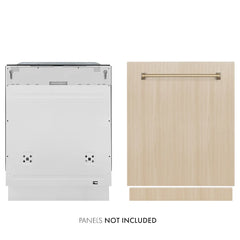ZLINE Autograph Edition 24 in. Monument Series 3rd Rack Top Touch Control Tall Tub Dishwasher in Custom Panel Ready with Champagne Bronze Handle, 45dBa - DWMTZ-24-CB - The Home Selection