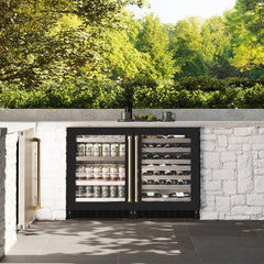 ZLINE Autograph Edition 24 in. Touchstone 151 Can Beverage Fridge With Black Matte Glass Door - RBSO - The Home Selection