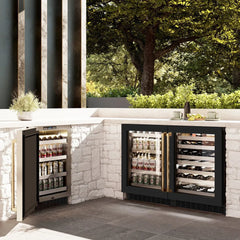 ZLINE Autograph Edition 24 in. Touchstone 151 Can Beverage Fridge With Black Matte Glass Door - RBSO - The Home Selection