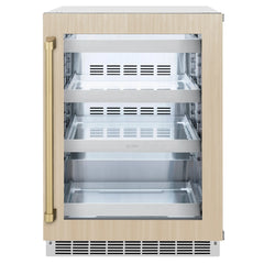 ZLINE Autograph Edition 24 in. Touchstone 151 Can Beverage Fridge With Panel Ready Glass Door And Champagne Bronze Handle (RBSPOZ-24-CB) - The Home Selection
