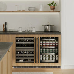 ZLINE Autograph Edition 24 in. Touchstone 151 Can Beverage Fridge With Panel Ready Glass Door And Matte Black Handle (RBSPOZ-24-MB) - The Home Selection