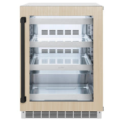 ZLINE Autograph Edition 24 in. Touchstone 151 Can Beverage Fridge With Panel Ready Glass Door And Matte Black Handle (RBSPOZ-24-MB) - The Home Selection