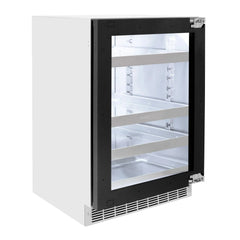 ZLINE Autograph Edition 24 in. Touchstone 151 Can Beverage Fridge With Panel Ready Glass Door And Matte Black Handle (RBSPOZ-24-MB) - The Home Selection