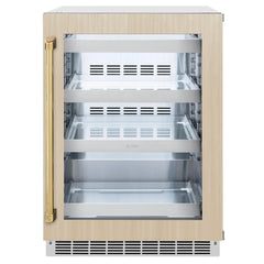 ZLINE Autograph Edition 24 in. Touchstone 151 Can Beverage Fridge With Panel Ready Glass Door And Polished Gold Handle (RBSPOZ-24-G) - The Home Selection