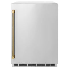 ZLINE Autograph Edition 24 in. Touchstone 151-Can Beverage Fridge with Solid Stainless Steel Door - RBSOZ-ST-24-K - The Home Selection