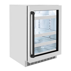 ZLINE Autograph Edition 24 in. Touchstone 151 Can Beverage Fridge With Stainless Steel Glass Door - RBSOZ-GS-24 - The Home Selection