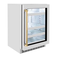 ZLINE Autograph Edition 24 in. Touchstone 151 Can Beverage Fridge With Stainless Steel Glass Door - RBSOZ-GS-24 - The Home Selection