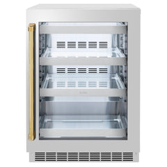 ZLINE Autograph Edition 24 in. Touchstone 151 Can Beverage Fridge With Stainless Steel Glass Door - RBSOZ-GS-24 - The Home Selection