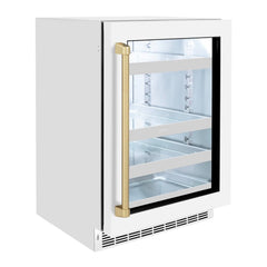 ZLINE Autograph Edition 24 in. Touchstone 151 Can Beverage Fridge With White Matte Glass Door - RBSO - The Home Selection