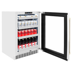 ZLINE Autograph Edition 24 in. Touchstone 151 Can Beverage Fridge With White Matte Glass Door - RBSO - The Home Selection