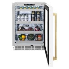 ZLINE Autograph Edition 24 in. Touchstone 151 Can Beverage Fridge With White Matte Glass Door - RBSO - The Home Selection