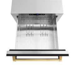 ZLINE Autograph Edition 24 in. Touchstone 168 Can Outdoor-Rated Dual Refrigerator Drawer with Black Matte Doors - RDSO - The Home Selection