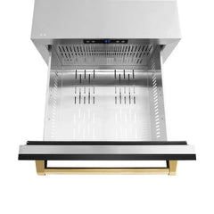 ZLINE Autograph Edition 24 in. Touchstone 168 Can Outdoor-Rated Dual Refrigerator Drawer with Black Stainless Steel Doors - RDSO - The Home Selection