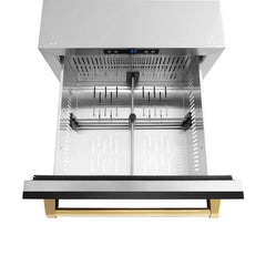 ZLINE Autograph Edition 24 in. Touchstone 168 Can Outdoor-Rated Dual Refrigerator Drawer with Black Stainless Steel Doors - RDSO - The Home Selection