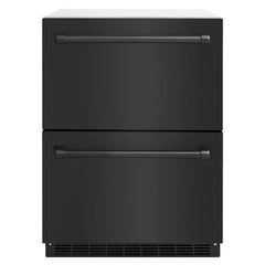 ZLINE Autograph Edition 24 in. Touchstone 168 Can Outdoor-Rated Dual Refrigerator Drawer with Black Stainless Steel Doors - RDSO - The Home Selection