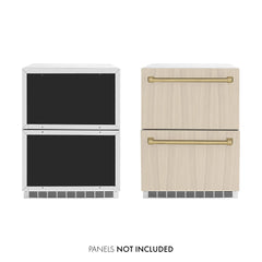 ZLINE Autograph Edition 24 in. Touchstone 168 Can Outdoor-Rated Dual Refrigerator Drawer with Panel-Ready Doors - RDSPOZ-24 - The Home Selection