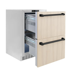 ZLINE Autograph Edition 24 in. Touchstone 168 Can Outdoor-Rated Dual Refrigerator Drawer with Panel-Ready Doors - RDSPOZ-24 - The Home Selection