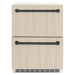 ZLINE Autograph Edition 24 in. Touchstone 168 Can Outdoor-Rated Dual Refrigerator Drawer with Panel-Ready Doors - RDSPOZ-24 - The Home Selection