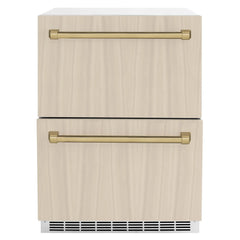 ZLINE Autograph Edition 24 in. Touchstone 168 Can Outdoor-Rated Dual Refrigerator Drawer with Panel-Ready Doors - RDSPOZ-24 - The Home Selection