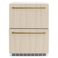 ZLINE Autograph Edition 24 in. Touchstone 168 Can Outdoor-Rated Dual Refrigerator Drawer with Panel-Ready Doors - RDSPOZ-24 - The Home Selection