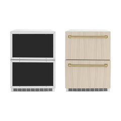 ZLINE Autograph Edition 24 in. Touchstone 168 Can Outdoor-Rated Dual Refrigerator Drawer with Panel-Ready Doors - RDSPOZ-24 - The Home Selection