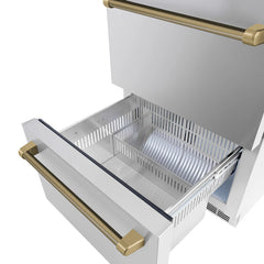 ZLINE Autograph Edition 24 in. Touchstone 168 Can Outdoor-Rated Dual Refrigerator Drawer with Stainless Steel Doors - RDSOZ-ST-24-K - The Home Selection