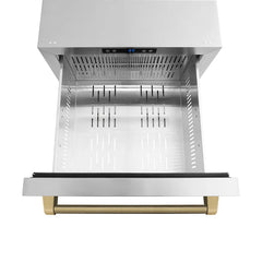 ZLINE Autograph Edition 24 in. Touchstone 168 Can Outdoor-Rated Dual Refrigerator Drawer with Stainless Steel Doors - RDSOZ-ST-24-K - The Home Selection
