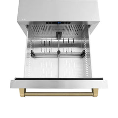 ZLINE Autograph Edition 24 in. Touchstone 168 Can Outdoor-Rated Dual Refrigerator Drawer with Stainless Steel Doors - RDSOZ-ST-24-K - The Home Selection
