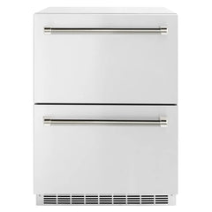 ZLINE Autograph Edition 24 in. Touchstone 168 Can Outdoor-Rated Dual Refrigerator Drawer with Stainless Steel Doors - RDSOZ-ST-24-K - The Home Selection