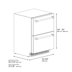 ZLINE Autograph Edition 24 in. Touchstone 168 Can Outdoor-Rated Dual Refrigerator Drawer with Stainless Steel Doors - RDSOZ-ST-24 - The Home Selection