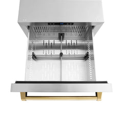 ZLINE Autograph Edition 24 in. Touchstone 168 Can Outdoor-Rated Dual Refrigerator Drawer with Stainless Steel Doors - RDSOZ-ST-24 - The Home Selection