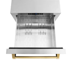 ZLINE Autograph Edition 24 in. Touchstone 168 Can Outdoor-Rated Dual Refrigerator Drawer with Stainless Steel Doors - RDSOZ-ST-24 - The Home Selection