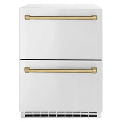 ZLINE Autograph Edition 24 in. Touchstone 168 Can Outdoor-Rated Dual Refrigerator Drawer with Stainless Steel Doors - RDSOZ-ST-24 - The Home Selection