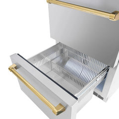 ZLINE Autograph Edition 24 in. Touchstone 168 Can Outdoor-Rated Dual Refrigerator Drawer with Stainless Steel Doors - RDSOZ-ST-24 - The Home Selection