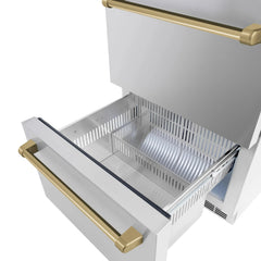 ZLINE Autograph Edition 24 in. Touchstone 168 Can Outdoor-Rated Dual Refrigerator Drawer with Stainless Steel Doors - RDSOZ-ST-24 - The Home Selection