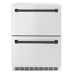 ZLINE Autograph Edition 24 in. Touchstone 168 Can Outdoor-Rated Dual Refrigerator Drawer with Stainless Steel Doors - RDSOZ-ST-24 - The Home Selection