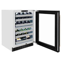 ZLINE Autograph Edition 24 in. Touchstone Dual Zone 44 Bottle Wine Cooler With Black Stainless Steel Glass Door - RWDOZ-BS-24-CB - The Home Selection
