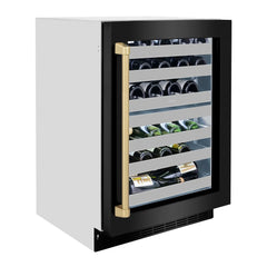 ZLINE Autograph Edition 24 in. Touchstone Dual Zone 44 Bottle Wine Cooler With Black Stainless Steel Glass Door - RWDOZ-BS-24-CB - The Home Selection