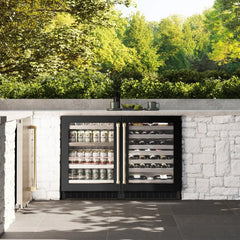 ZLINE Autograph Edition 24 in. Touchstone Dual Zone 44 Bottle Wine Cooler With Black Stainless Steel Glass Door - RWDOZ-BS-24-CB - The Home Selection