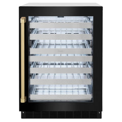 ZLINE Autograph Edition 24 in. Touchstone Dual Zone 44 Bottle Wine Cooler With Black Stainless Steel Glass Door - RWDOZ-BS-24-CB - The Home Selection