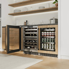ZLINE Autograph Edition 24 in. Touchstone Dual Zone 44 Bottle Wine Cooler With Panel Ready Glass Door - RWDPOZ-24 - The Home Selection