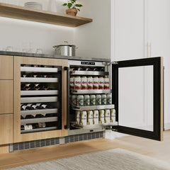 ZLINE Autograph Edition 24 in. Touchstone Dual Zone 44 Bottle Wine Cooler With Panel Ready Glass Door - RWDPOZ-24 - The Home Selection